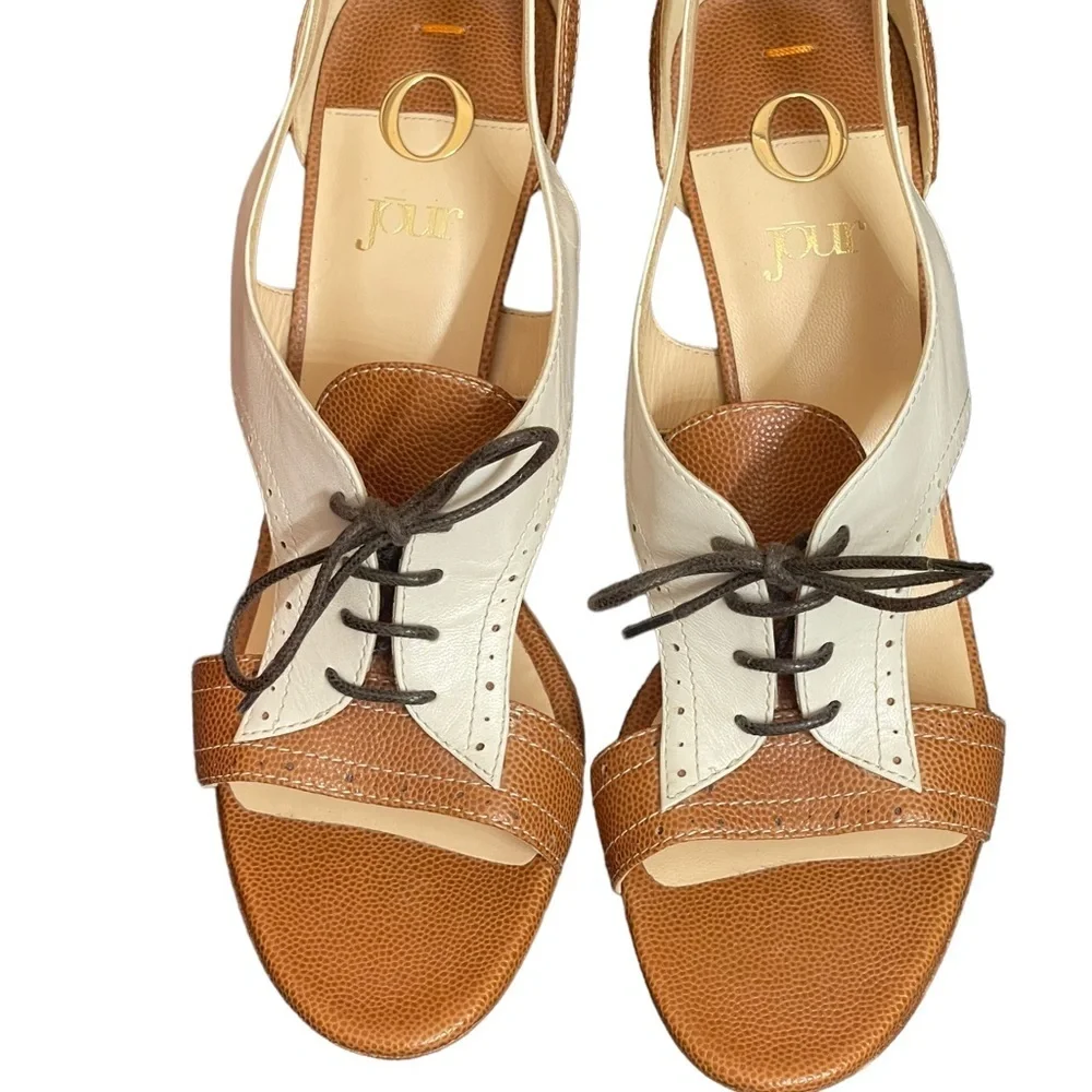 Jour leather lace up beige/tan heels‎ size 37(7)